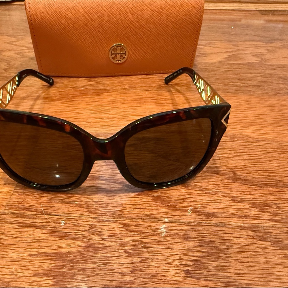 Tory Burch Tortoise Sunglasses with Orange Case